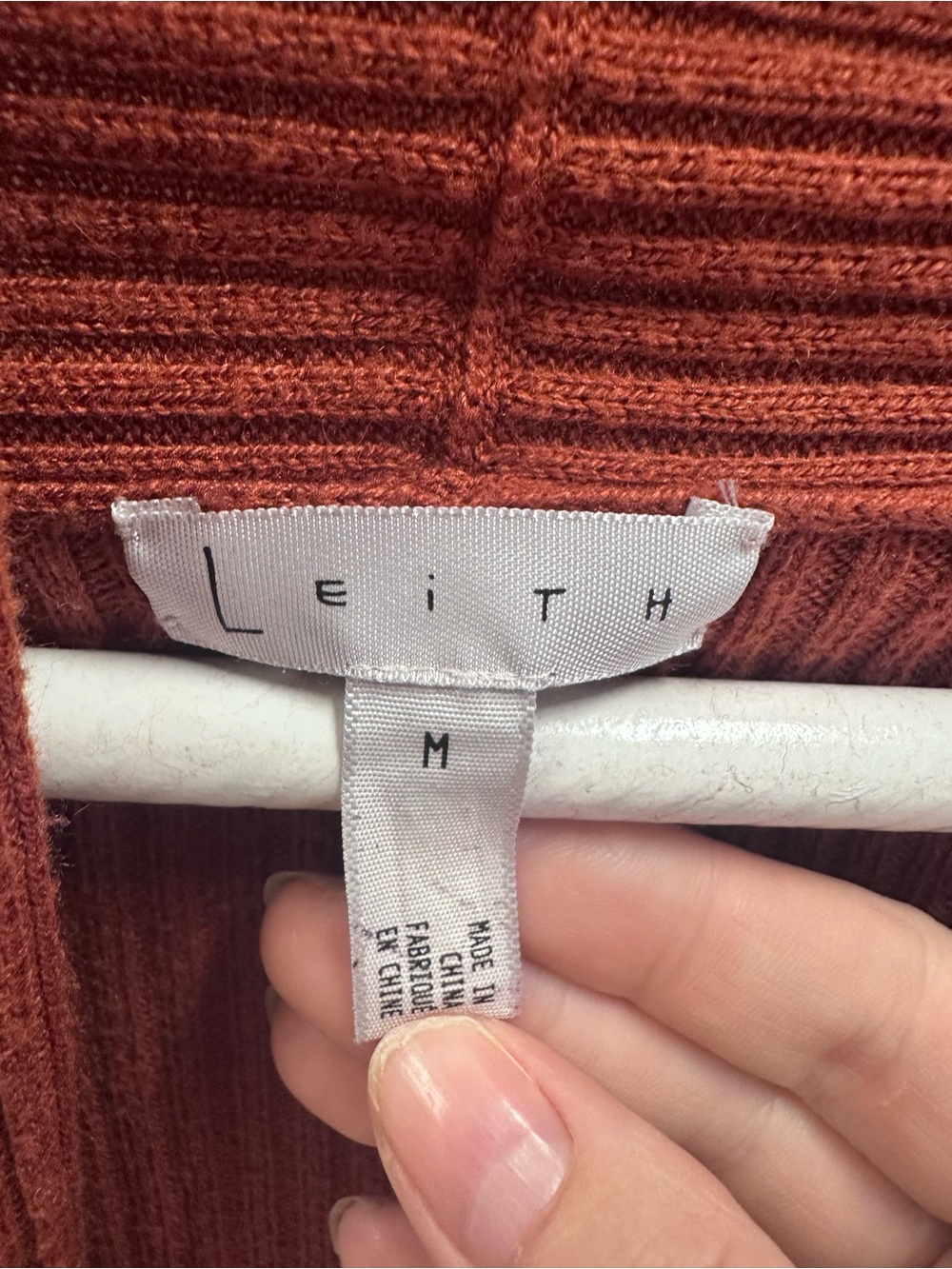 Leith Open-Front Ribbed Cardigan in Rust - Picture 3 of 4